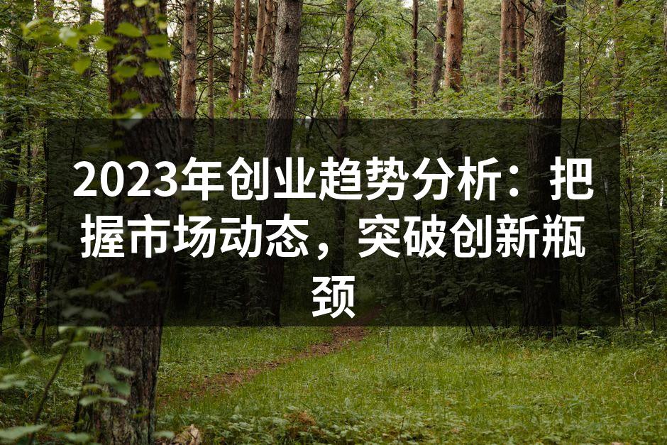 2023年创业趋势分析：把握市场动态，突破创新瓶颈